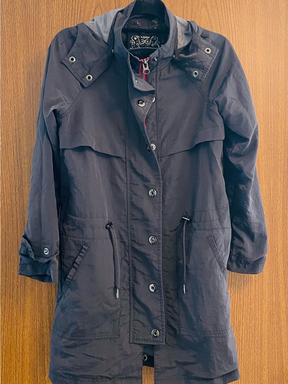 ANORAK Gray Hooded Rain Anorak Coat